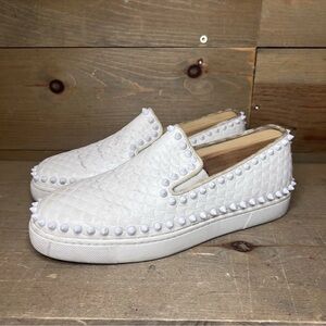 Christian Louboutin White Studded Sneakers